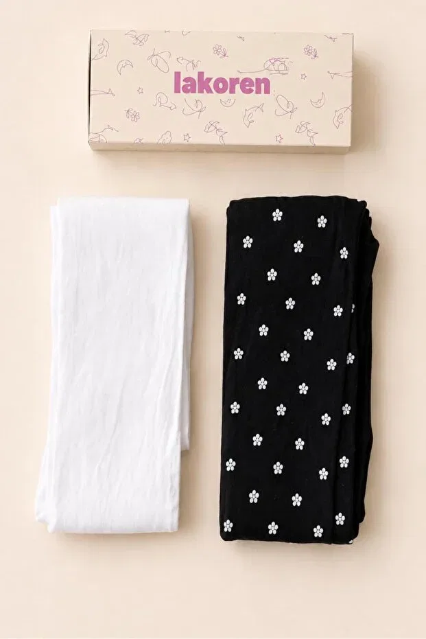 Детские колготки с рисунком 2 шт Daisy Patterned Lakoren, Black