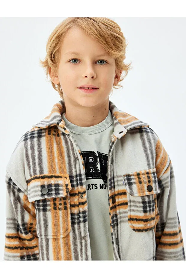 Детская куртка для девочек с длинным рукавом Koton, Ecru Plaid