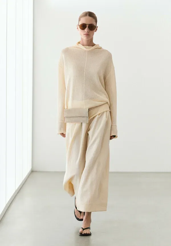 Джемпер трикотажный Jumper Massimo Dutti, бежевый — фото 4