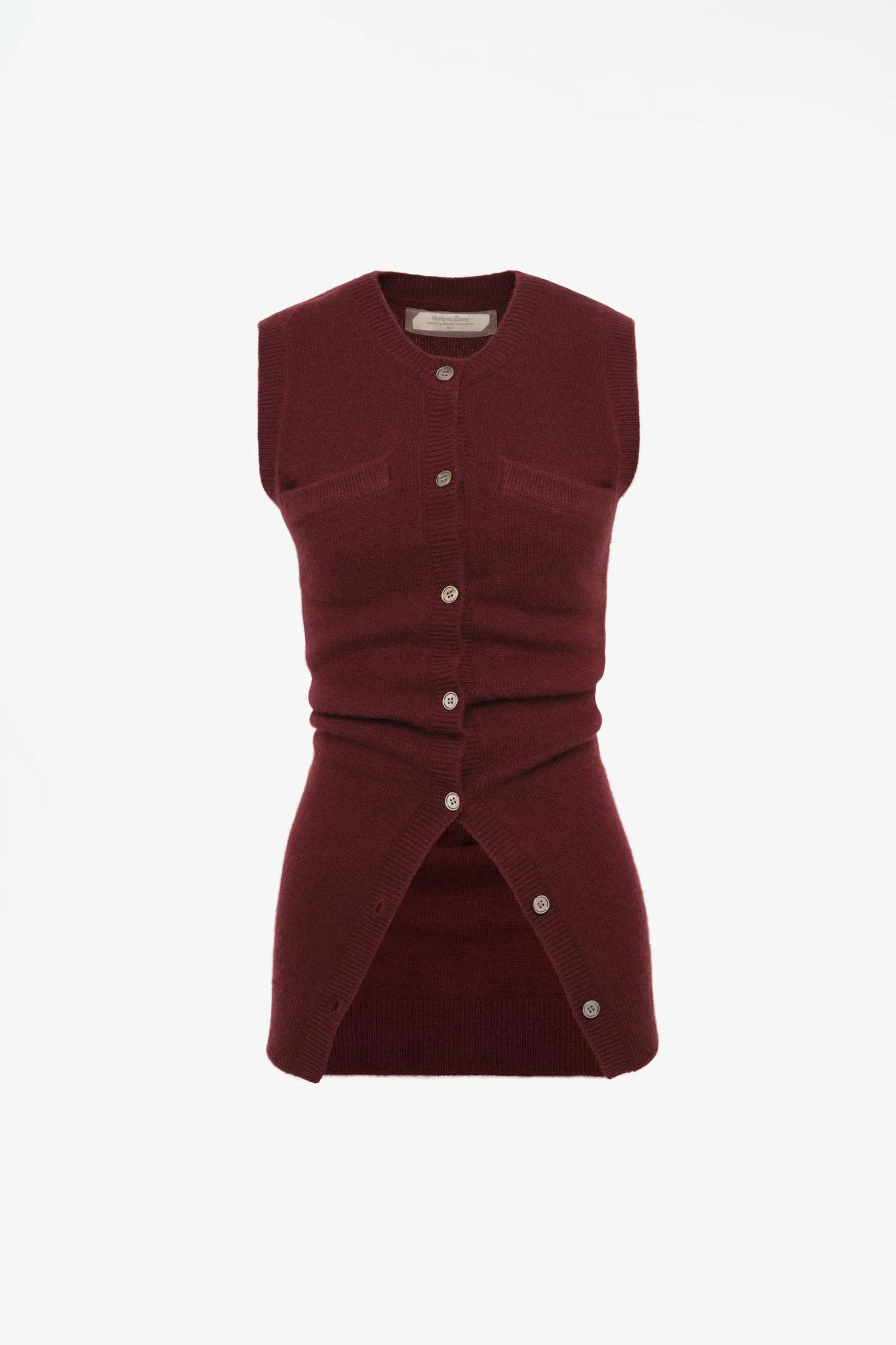 Жилет Zara трикотажный из кашемира, бордовый