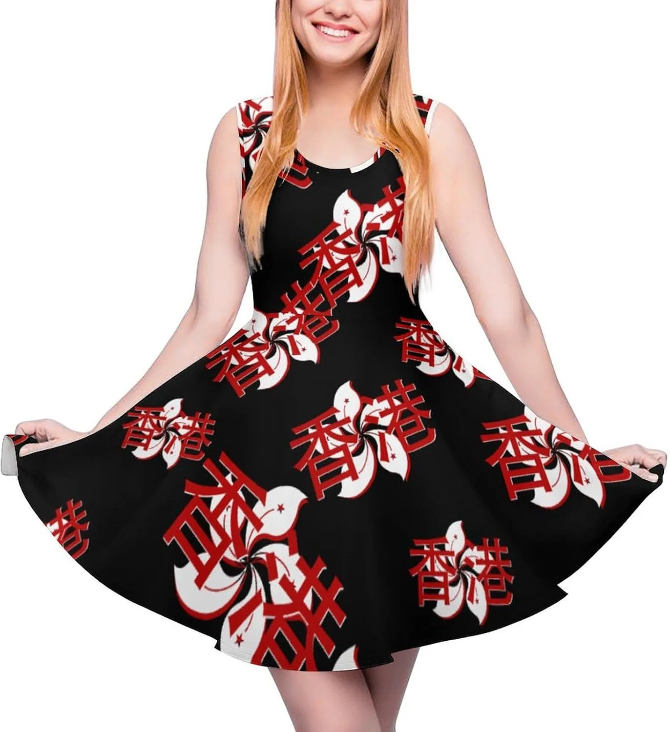 Женское мини-платье без рукавов с большим подолом Swing Dress, Style-13
