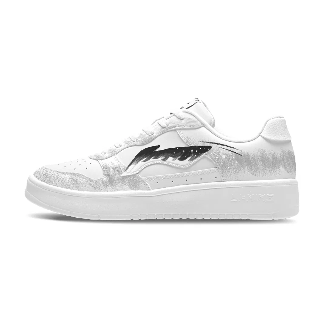 Скетборд-кроссовки для девочек с принтом Ink Feather Flying White Li-Ning, Черно-Белый — фото 4