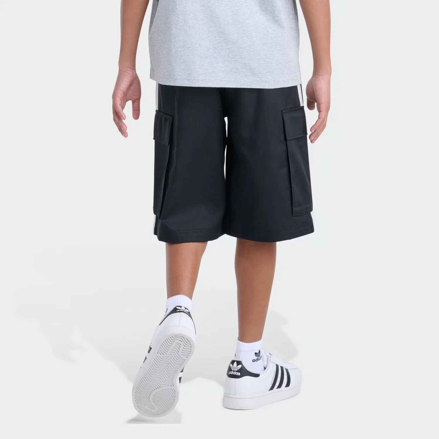 Детские шорты-карго свободного кроя Elastic Waistband 3-Stripes Cargo Jort Adidas Originals, черный