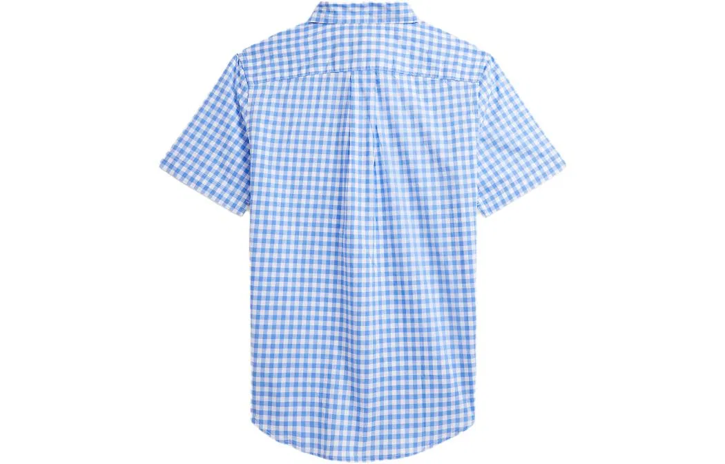 Детская рубашка в клетку с коротким рукавом Polo Ralph Lauren, Light Blue — фото 3