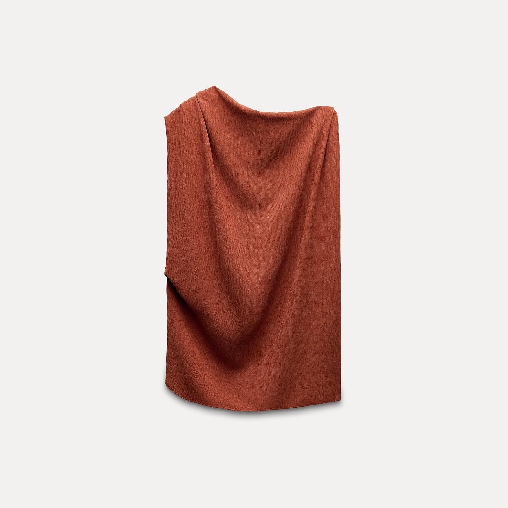 

Топ Zara Asymmetric Rustic, красновато-коричневый