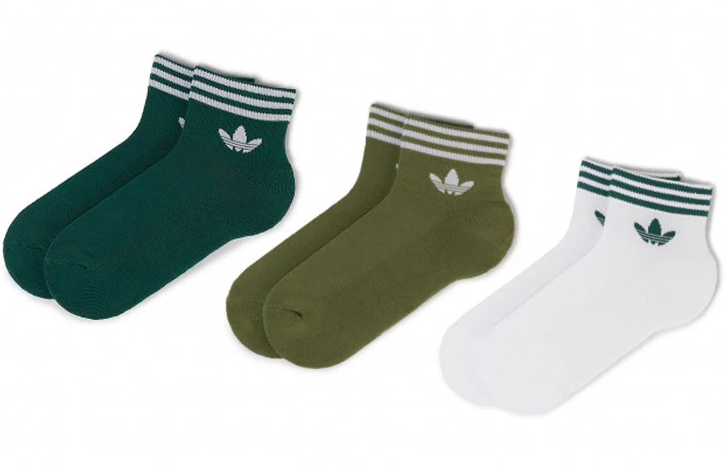 Детские носки-невидимки Adidas Originals, 3 пары, Olive Green/Forest Green/White — фото 2