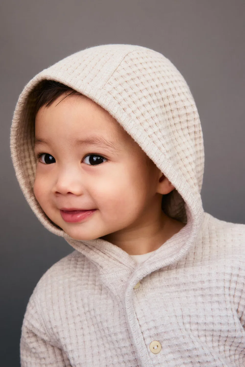 Хлопковый кардиган с вафельной текстурой H&M, Hellbeige — фото 3