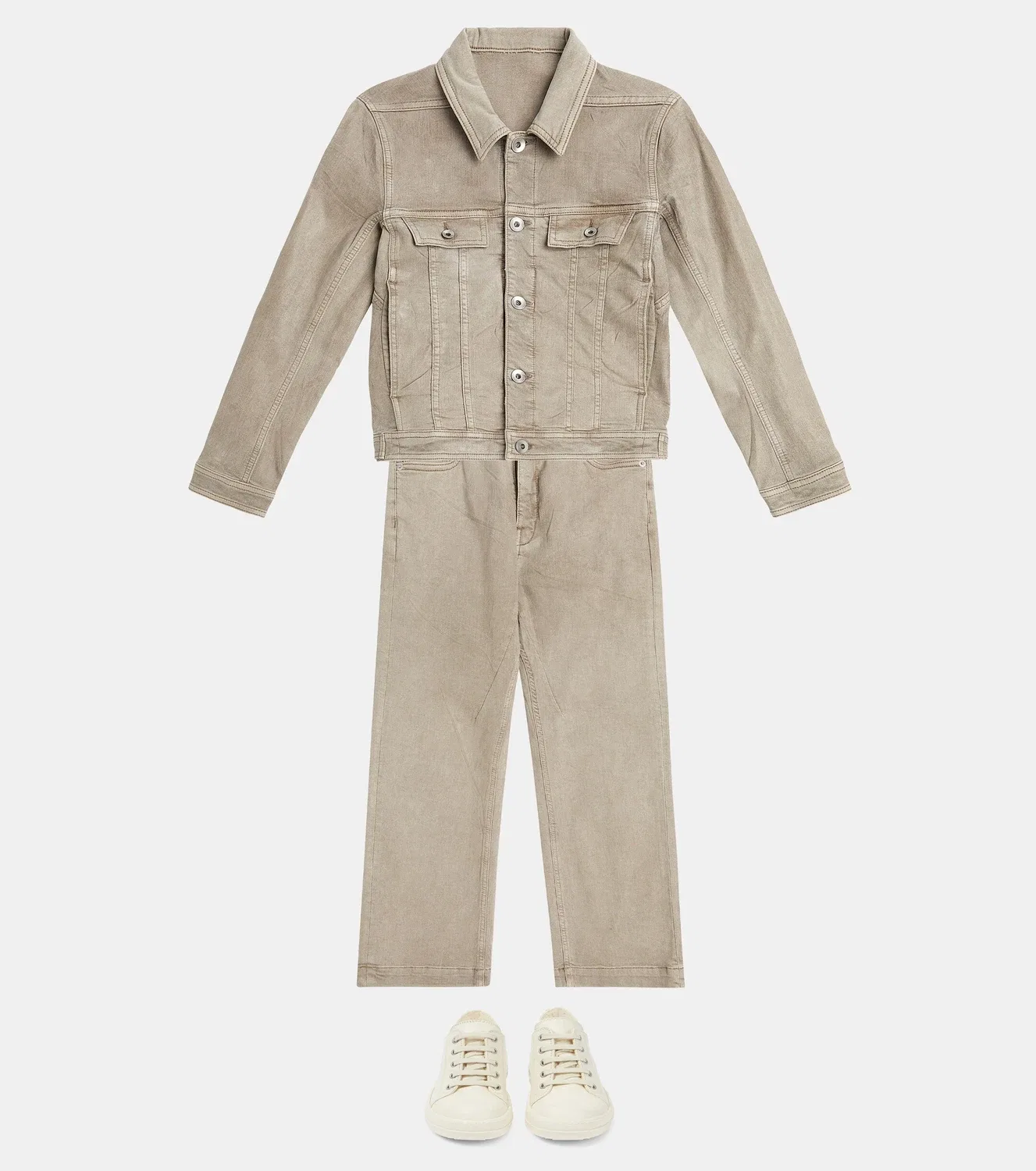 Брюки из смесового хлопка Rick Owens Kids, серый — фото 2
