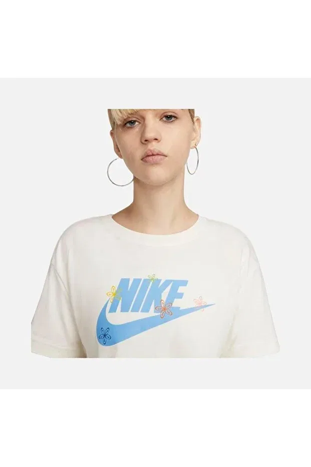 Женская футболка с принтом Sportswear Futura Flover Graphic Crop T-Shirt Nike, Nude Color — фото 3