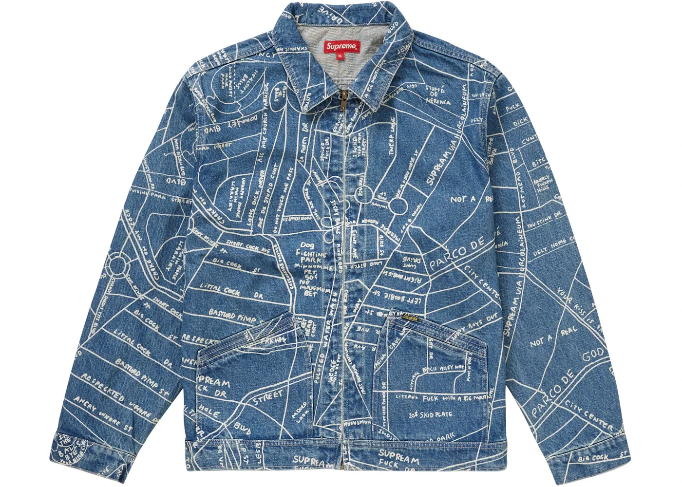 Мужская куртка-бомбер с принтом Gonz Map Supreme, Washed Blue