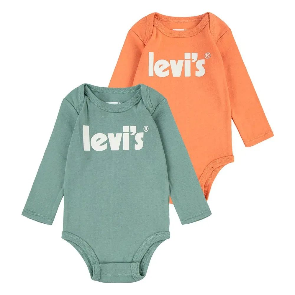 Футболка с длинным рукавом Levi's Poster Logo, комплект 2 шт., Levi's, зеленый
