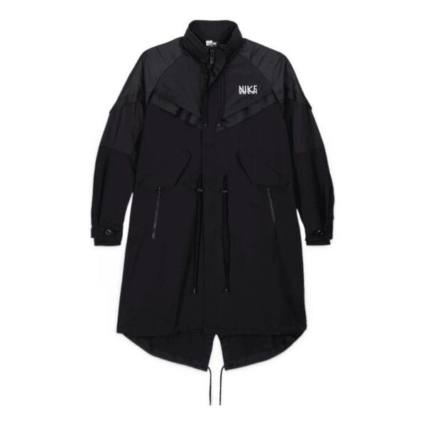 

Куртка x sacai воронкообразный воротник свободный крой куртка-тренч Nike, черный