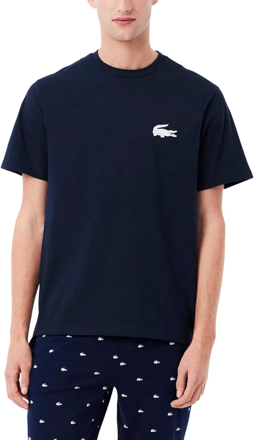 Мужская футболка свободного кроя с крокодилом Lacoste, Navy Blue/White
