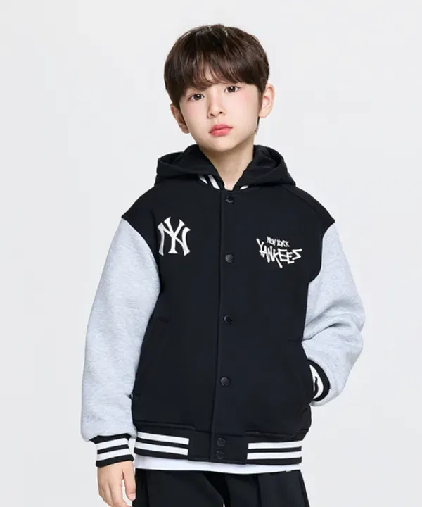 Джемпер-худи с пике и нашивкой, Street, Mlb Kids, черный — фото 4
