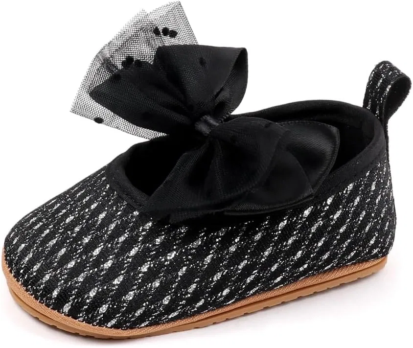 Детские туфли Мэри Джейн для девочек с бантом, модель Bowknot Flats, Purepips, Black — фото 2