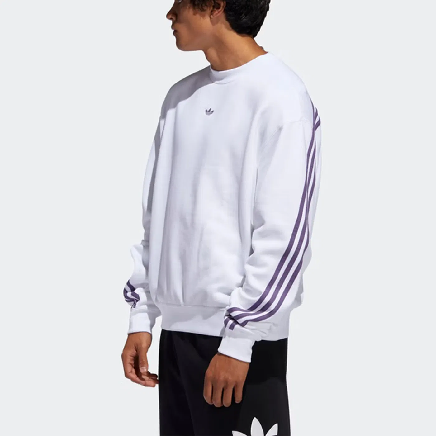 Пуловер свободный с боковыми полосами Adidas, белый — фото 4