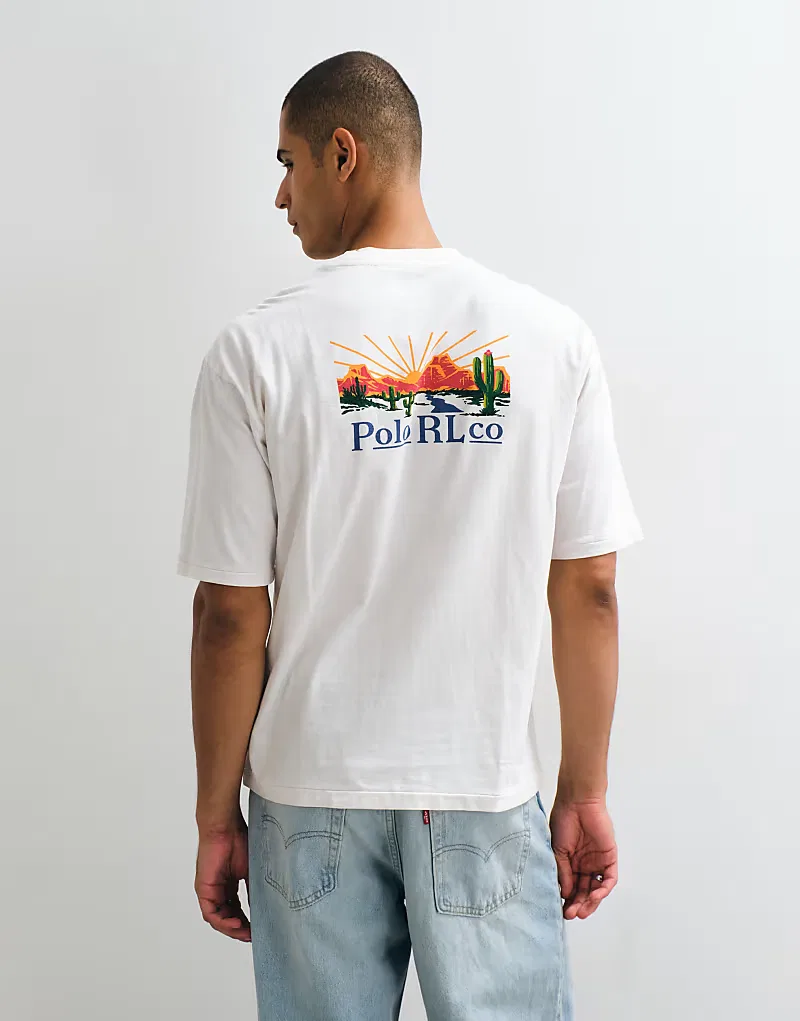 Футболка Polo Ralph Lauren с графическим принтом на спине, белая