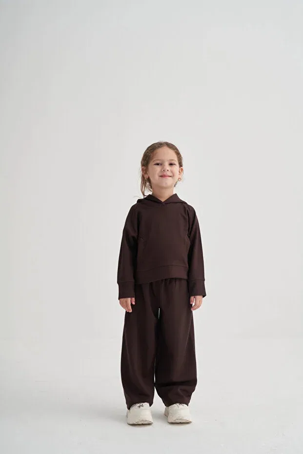 Детский комплект для девочек с капюшоном Oliven The Kid, Dark Coffee