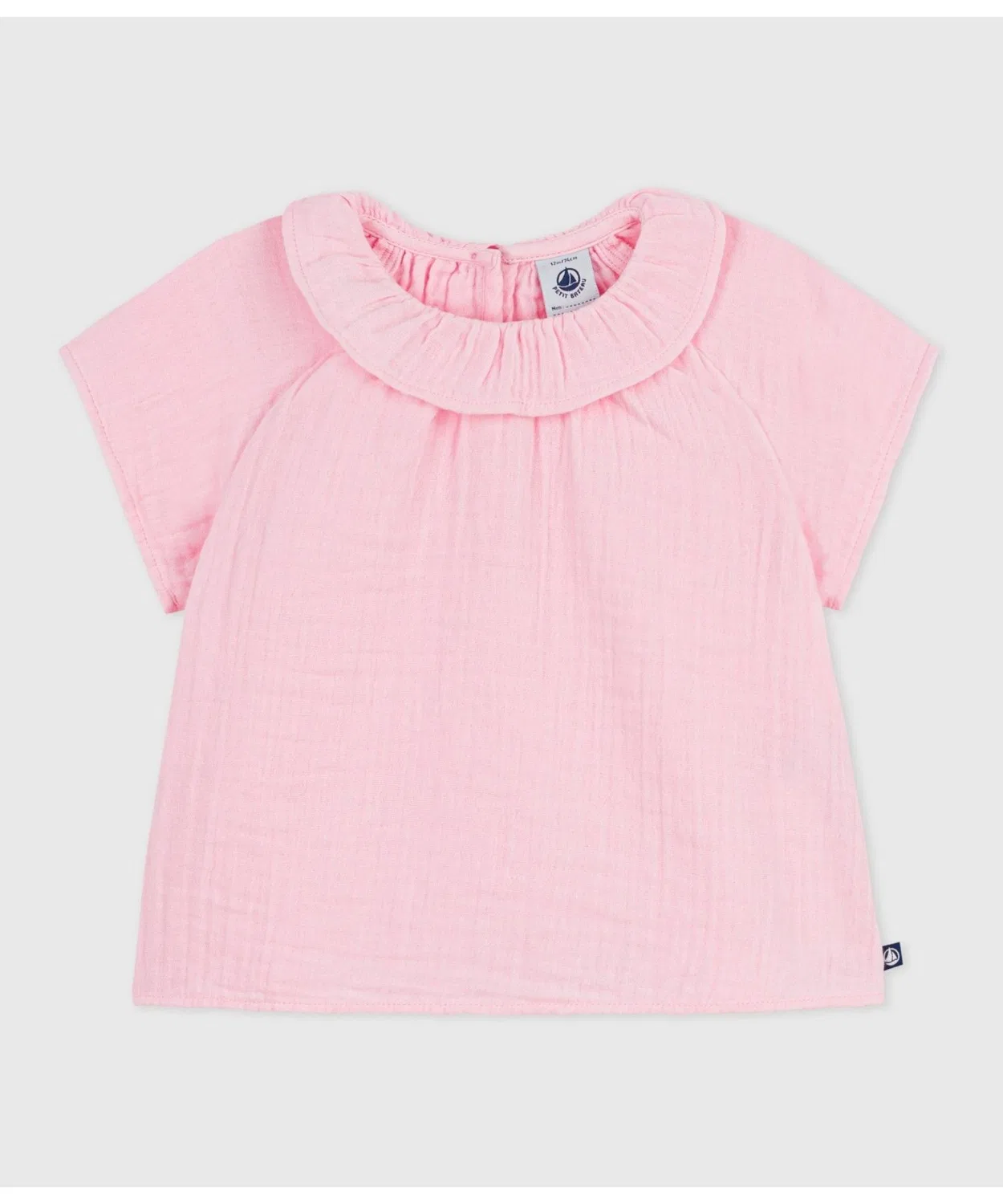 Детская блузка с коротким рукавом из двойной марли PETIT BATEAU, Light Pink