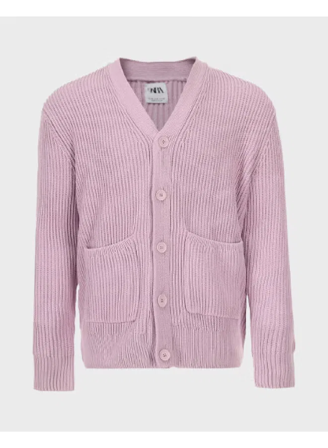 Кардиган свободный классический с длинным рукавом Zara, фиолетовый