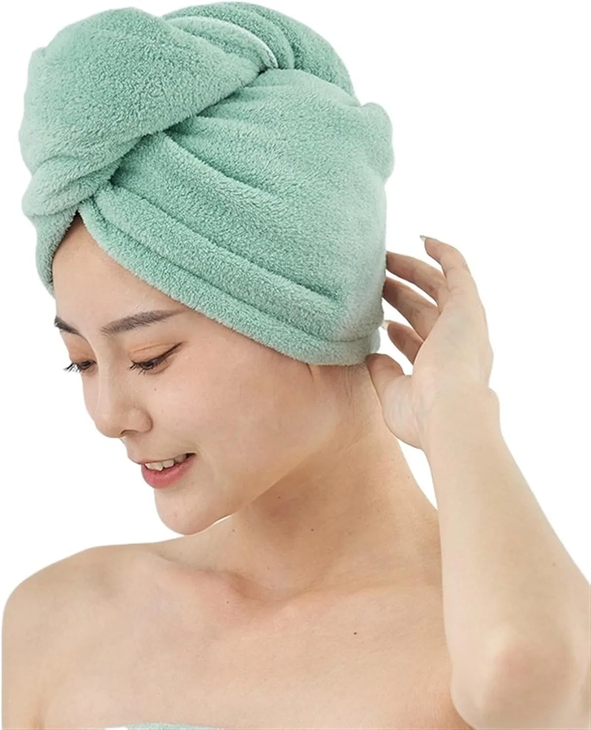Шапочка для сушки волос, TYNXK, 1 шт, 25x65 см, Light Green