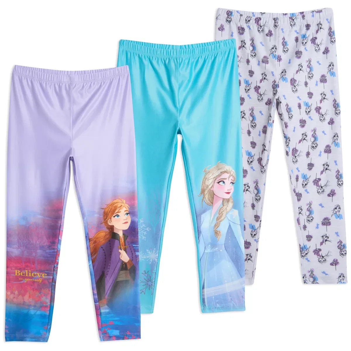 Детские леггинсы для девочек с принтом Disney Frozen 3 Pack Leggings Little Kid to Big Kid Disney, Frozen