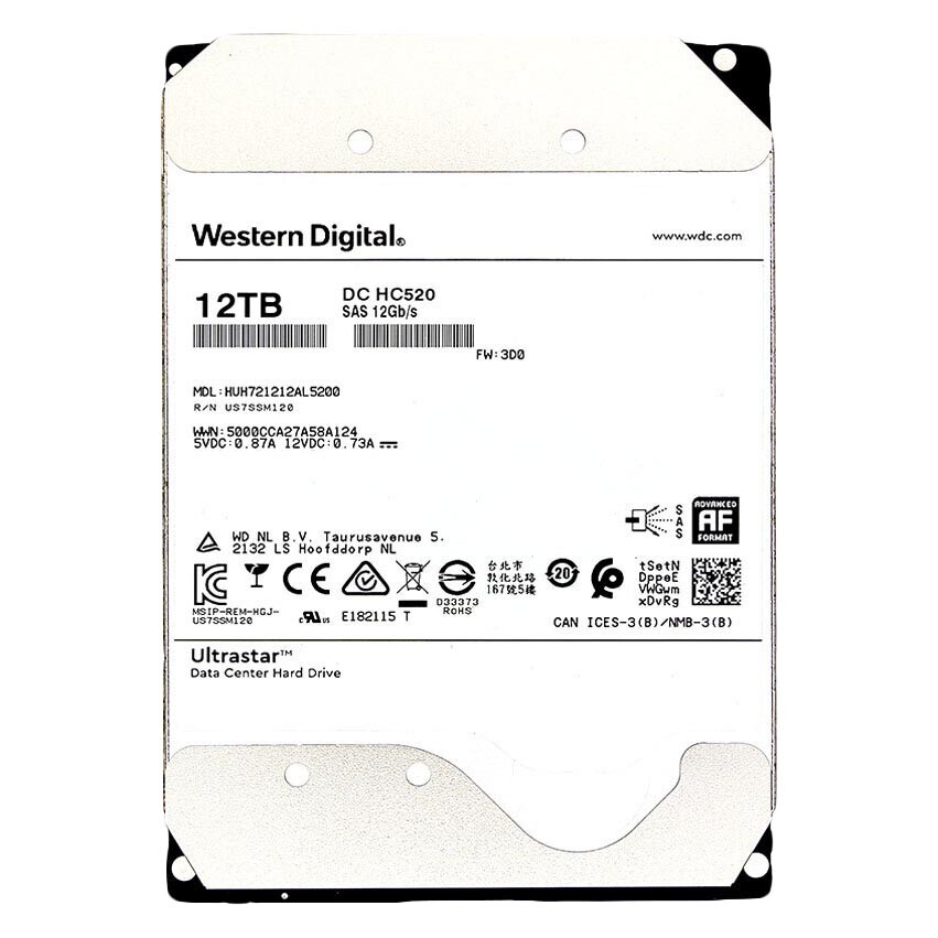 

Внутренний жесткий диск Western Digital Ultrastar DC HC520, HUH721212AL5200, 12Тб