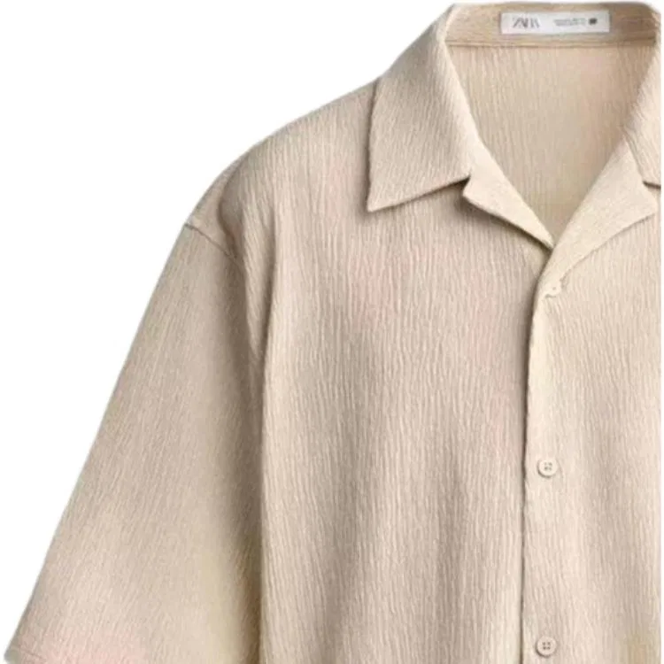 Мужская рубашка с принтом зебра Модель Beige ZARA, Zebra Print Beige — фото 4