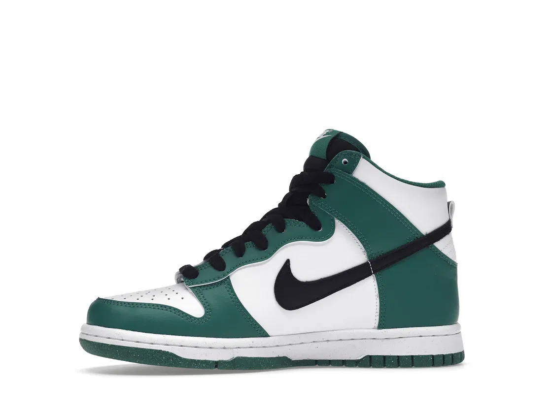 Детские кроссовки высокие с дизайном Boston Celtics Nike Dunk High, White/Green/Black — фото 3
