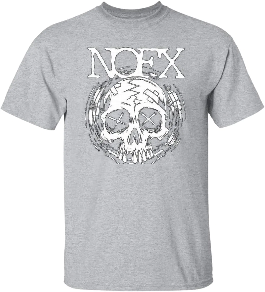 Мужская футболка с принтом NOFX Skull, серый меланж
