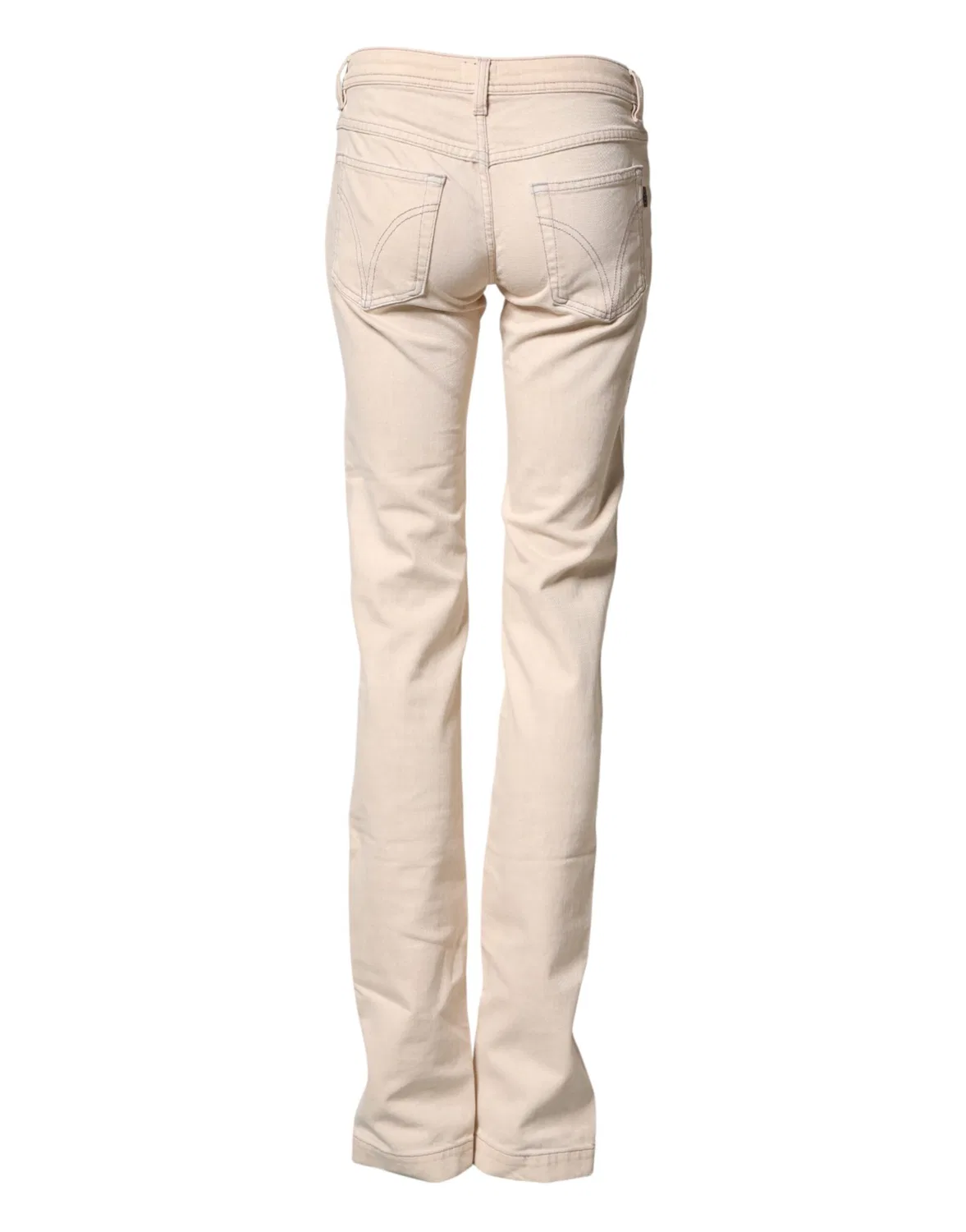 Женские джинсы с низкой посадкой, зауженные, модель Low Waist Denim Jeans, Dolce & Gabbana, Beige — фото 3