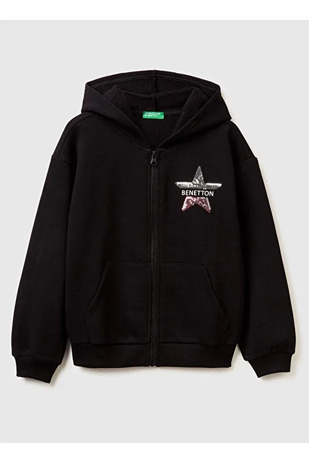 Детские свитшот для девочек с пайетками Benetton, Black