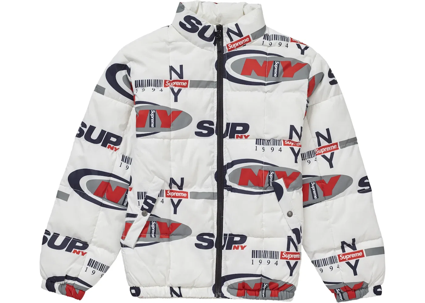 Мужской пуховик двусторонний Supreme NY Reversible Puffy Jacket, белый
