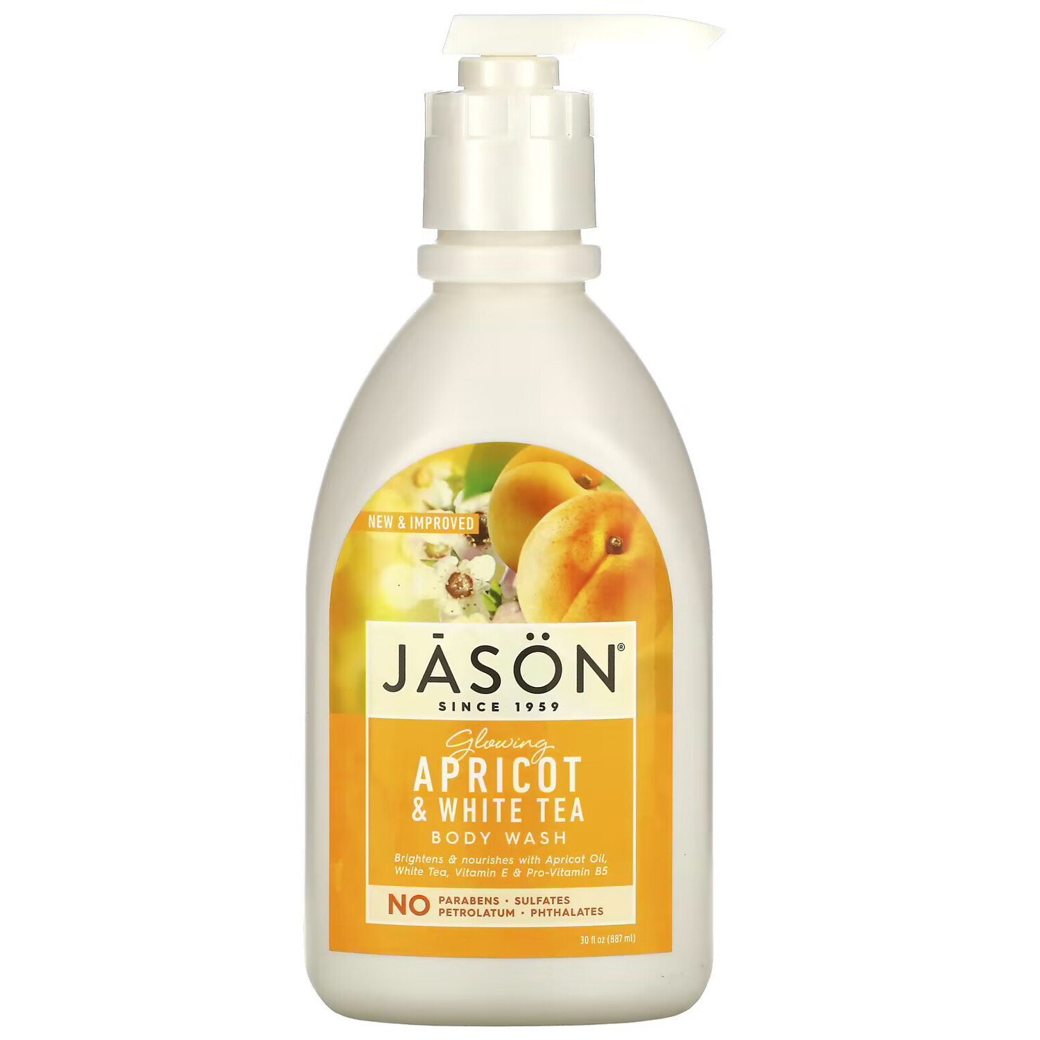 

Jason Natural, средство для мытья тела, абрикос и белый чай, 887 мл (30 жидк. унций)