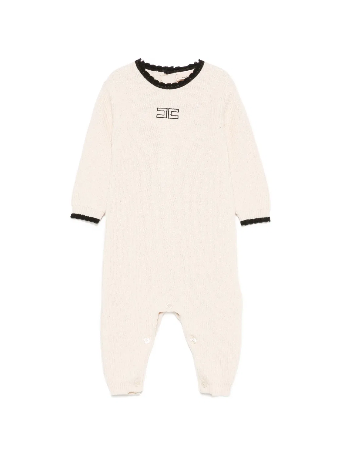 Ромпер с вышитым логотипом Elisabetta Franchi La Mia Bambina, нейтральные цвета