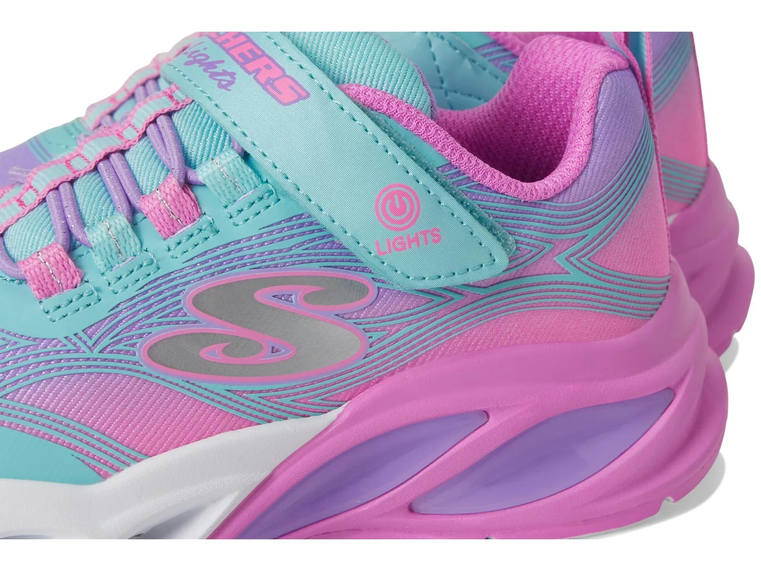 Детские кроссовки для девочек с подсветкой Skechers Cosmic Glow, Purple — фото 2