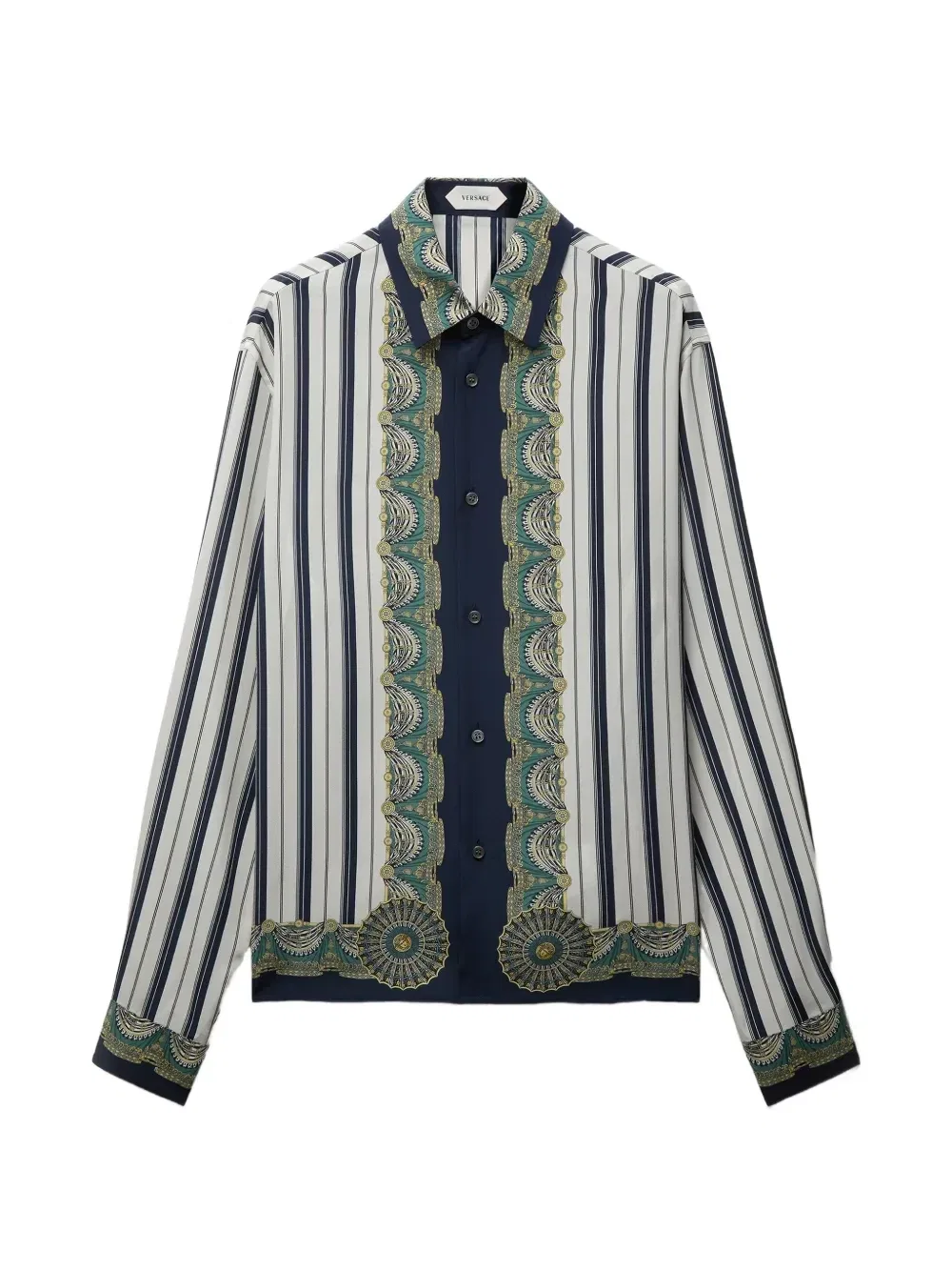 Рубашка обычного кроя из набивного шелкового крепона от Versace, бежевый