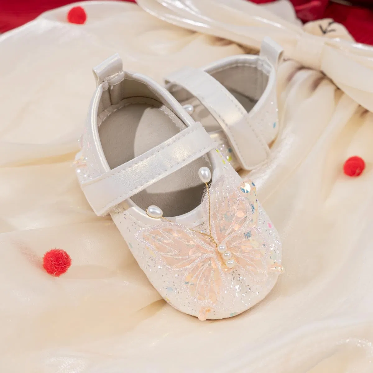 Детские туфли Мэри Джейн для девочек с бантом HsdsBebe, White — фото 4