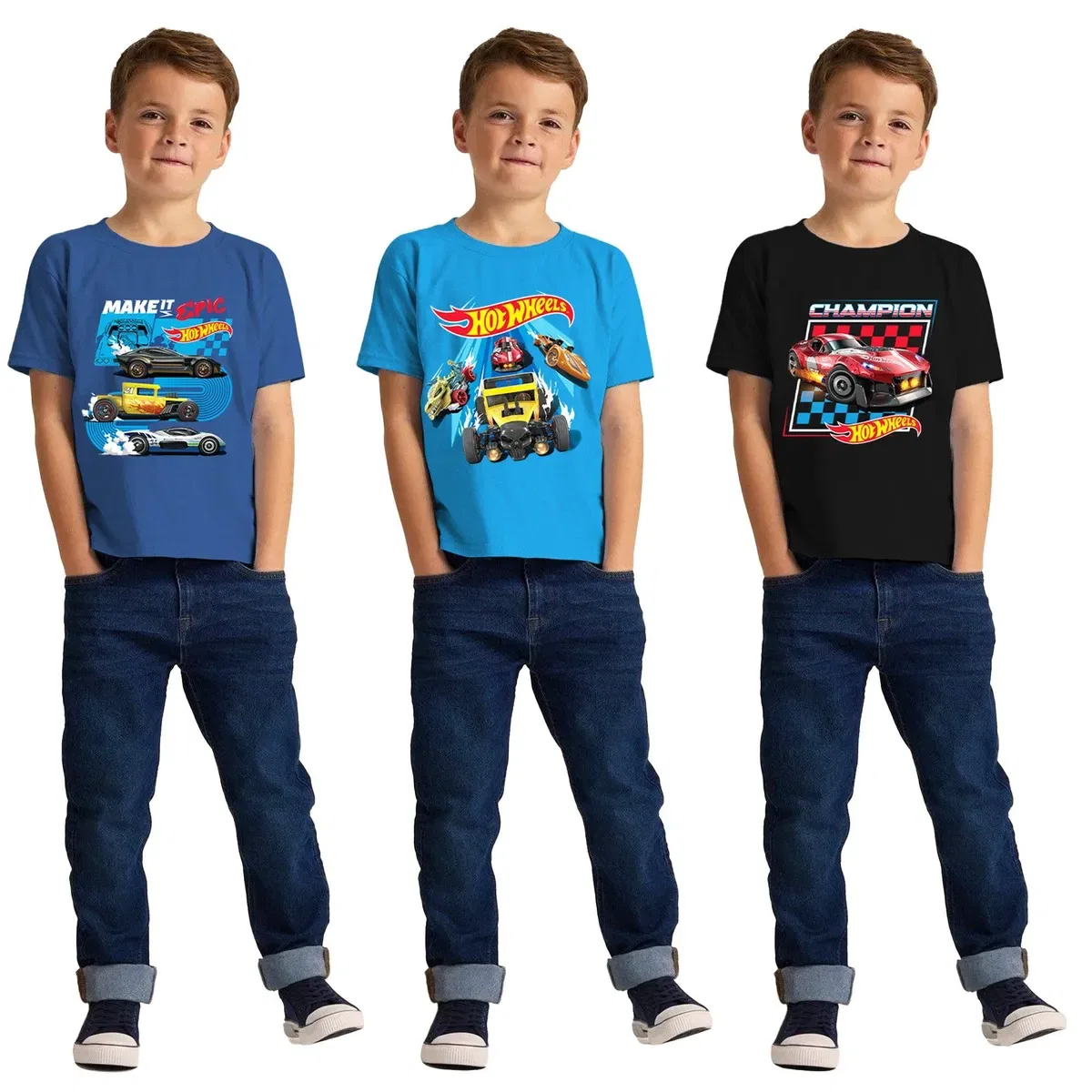 Детская футболка с принтом Make it epic champion Hot Wheels, Multi — фото 3