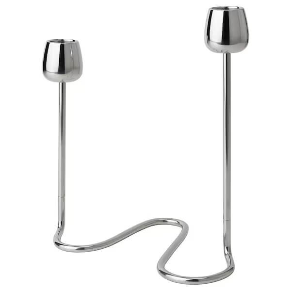 

Подсвечник Ikea Silverparon 2 Candles, 20 см, серебристый