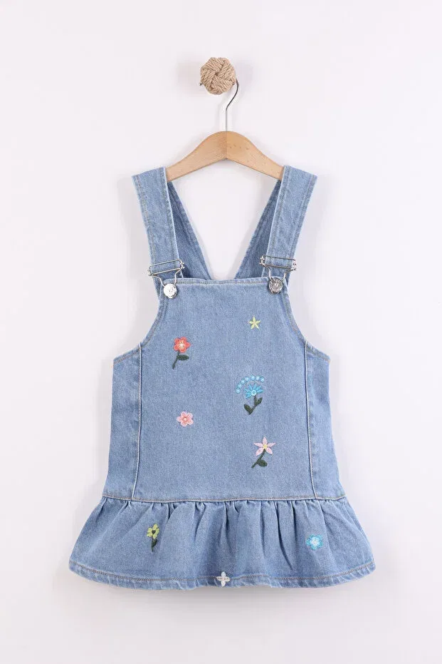 Детское платье для девочек с вышивкой Flower Embroidered Dress Pollito, Blue — фото 2