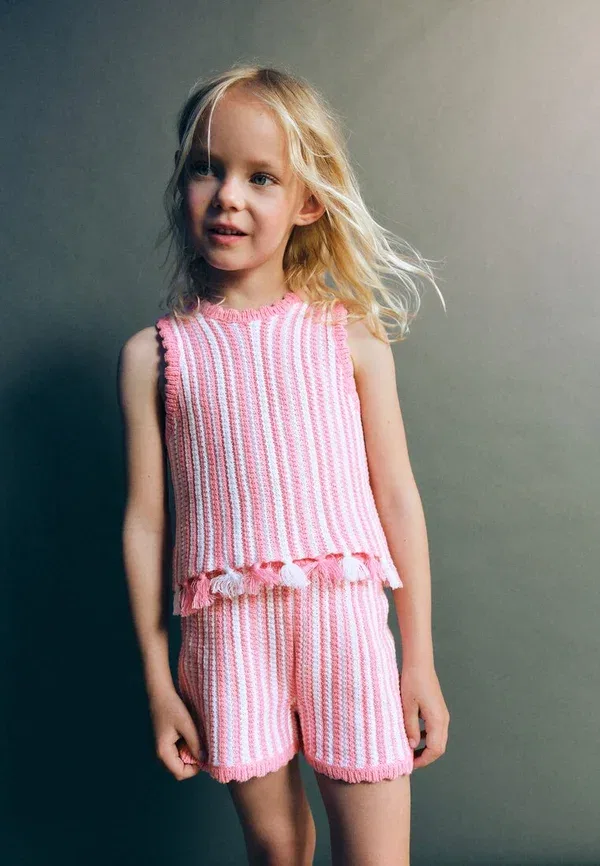 Детские шорты Mango Kids, розовый — фото 2