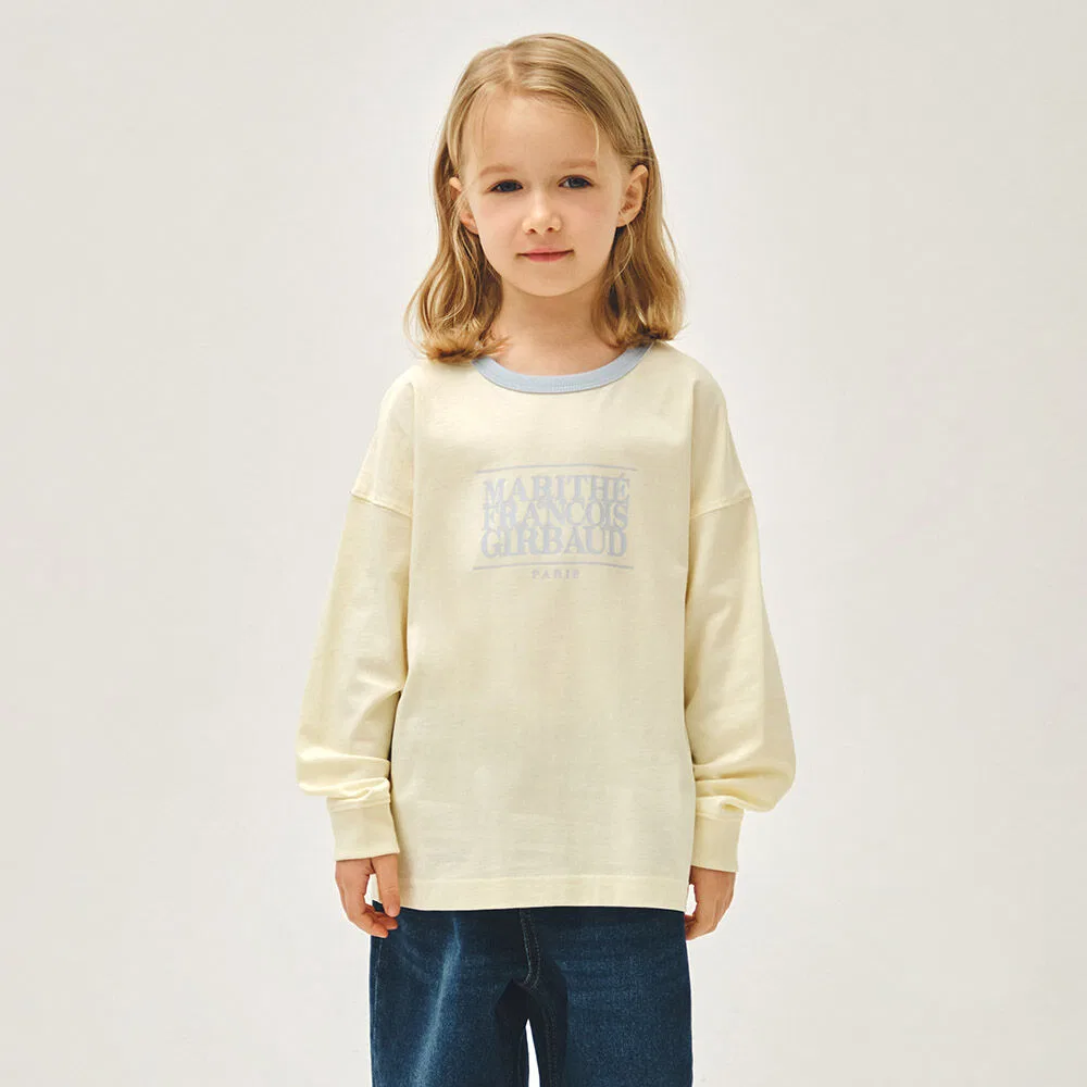Детский лонгслив с классическим логотипом жёлтый от Marithé Kids