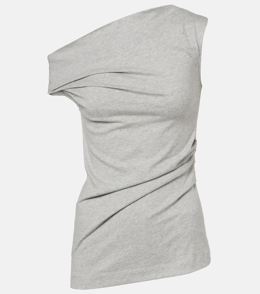 

Топ из драпированного хлопкового джерси Dries Van Noten, Grey Melange