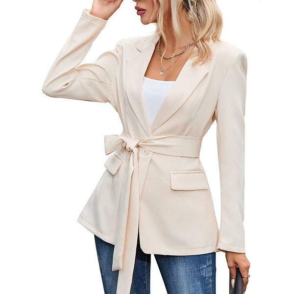 

Женский элегантный приталенный блейзер с длинным рукавом и шалью Elitechoice, Beige