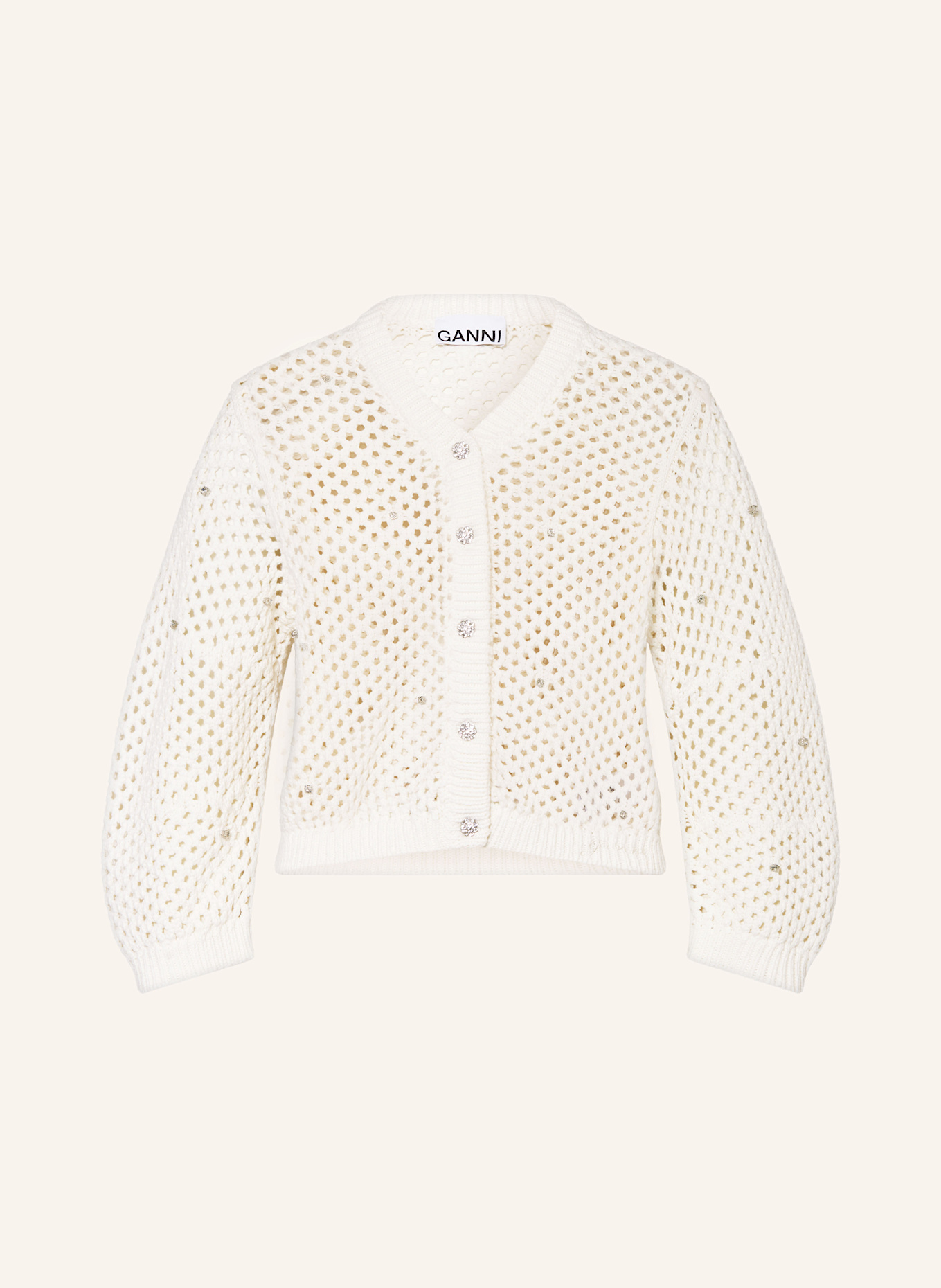 

Кардиган с драгоценными камнями Ganni, белый
