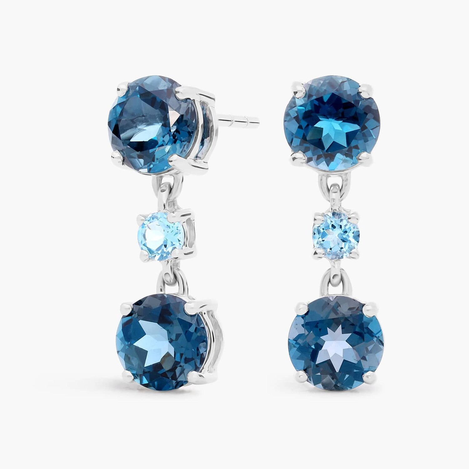 

Серьги-подвески Swiss Blue Topaz и London Blue Topaz из 14-каратного белого золота Blue Nile