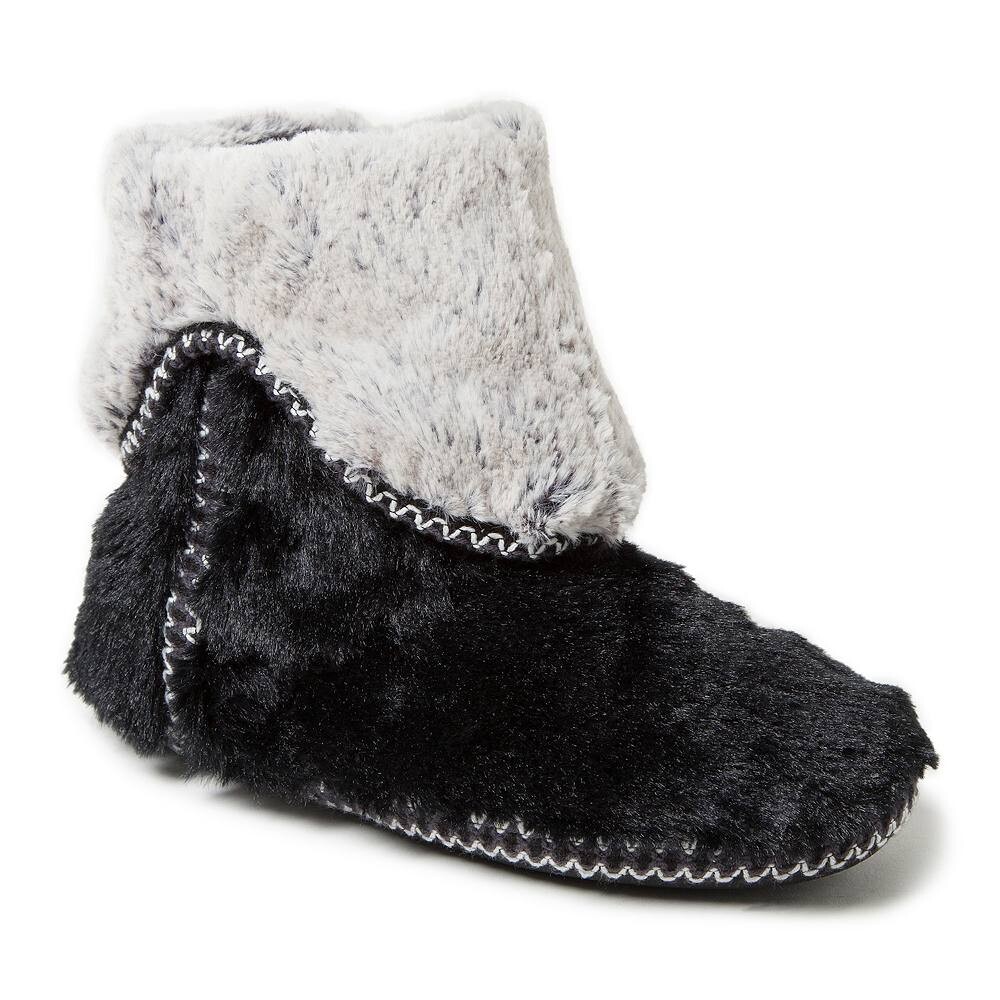 Dearfoams Женские тапочки из искусственного меха со складками, черный