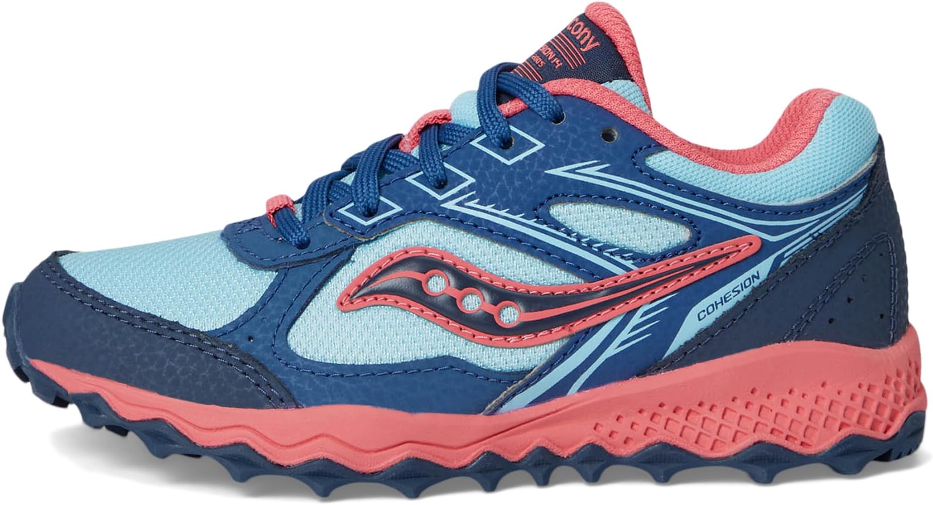 Кроссовки Saucony Kids  Cohesion TR14 LTT Trail Running Shoe, Aqua/Coral — фото 4