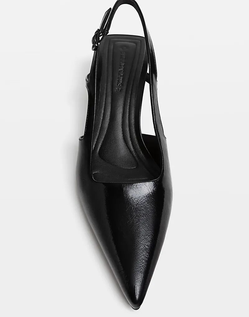 Туфли Stradivarius Wide Fit. Туфли с открытой пяткой, черные. — фото 2